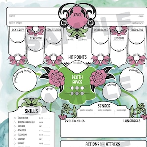 Fey Flowers Character Sheet (D&D 5e)