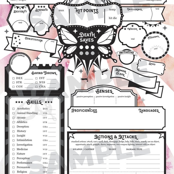 Fey Carnival Character Sheet (D&D 5e)