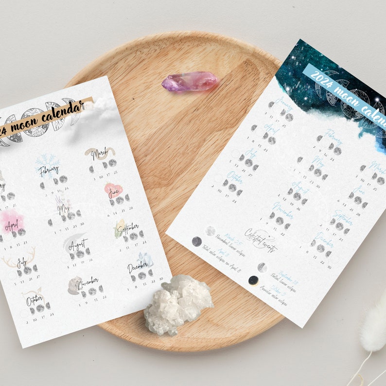 Printable 2024 Moon Calendar. Moon Phases Calendar 2x1 With Celestial