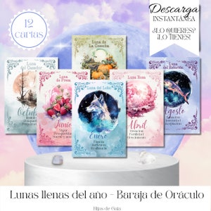 Oráculo de Adivinación 'Lunas llenas del Año' - Cartas magia lunar. Cartas digitales e imprimibles DIY. Baraja oracular. Hijas de Gaia.