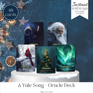 Baraja de oráculo de Yule: cartas de oráculo con temática navideña para brujas: baraja de 40 cartas para adivinación. Ideas de regalos paganos. Regalo de Navidad para paganos.