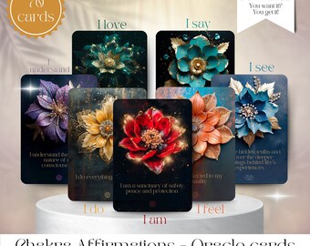 Carte dell'Oracolo delle Affermazioni sui Chakra - Guarigione dei 7 Chakra e Amore per Se Stessi / 70 Carte Stampabili / Download Istantaneo