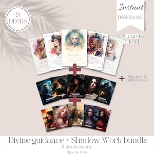 Oracle-deckbundel: drievoudige begeleiding. Orakels voor begeleiding, verbinding met het goddelijke vrouwelijke en schaduwwerk. Afdrukbare orakelkaarten.