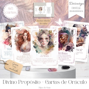 Divino Propósito - Arquetipos y Energías para tu Camino | 67 Cartas Oráculo + Guía Completa PDF | Imprimible Español. Tarot Imprimible.