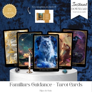 Guía del familiar: cartas del Tarot de los arcanos mayores. Baraja de tarot para principiantes. Baraja de Tarot de Familiares. Tarot imprimible. Cubierta de bricolaje. Hijas de Gaia.