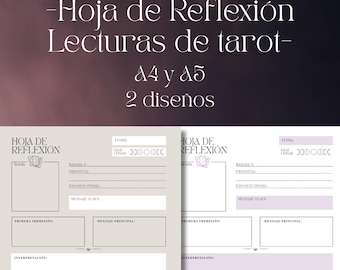 Hoja de Reflexión para lecturas de Tarot - Registro de Lecturas + Rueda Emociones. Journaling espiritual (Digital)