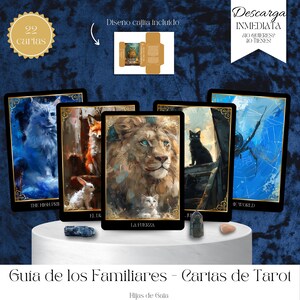 Guía de los Familiares - Tarot Arcanos Mayores. Tarot principiantes. Cartas familiares de las brujas. Tarot imprimible DIY. Hijas de Gaia.