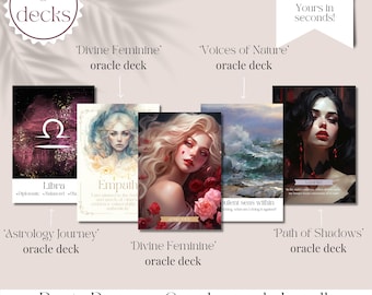 Conjunto de cartas del Oráculo: Trabajo con la Sombra, Astrología, Mensajes de la Naturaleza. Incluye guías en PDF. (Descarga digital)