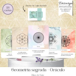 Geometría Sagrada - Oráculo. Baraja cartas en Español con guía en PDF. Cartas imprimibles DIY. Descarga instantánea. Tarot en español.