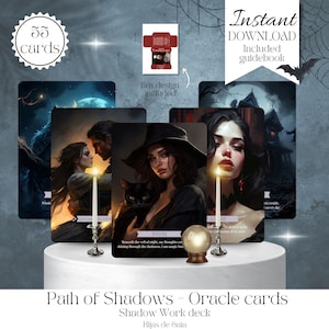 Carte oracolo del Sentiero delle Ombre. Mazzo Oracle Shadow Path / Tarocchi stampabili fai da te e guida. Hijas de Gaia. Con design a scatola. Regalo di Natale.
