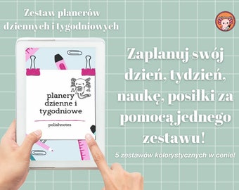 A set of digital planners from Polishnotes - daily, weekly, study, meal plans