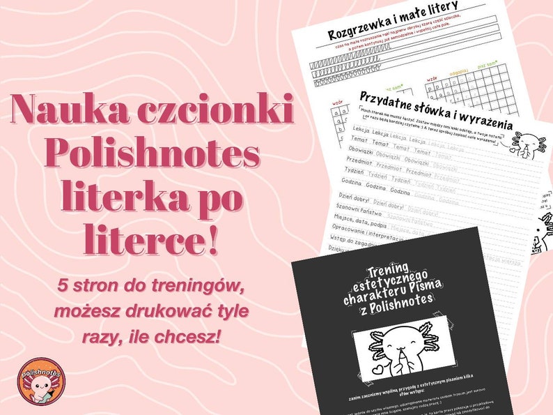 Templates for practicing the aesthetic, simple Polishnotes font image 3