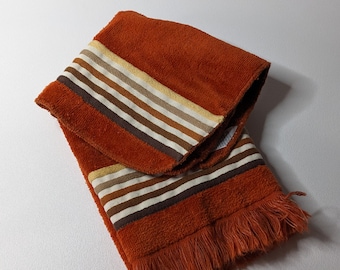 Vtg Fieldcrest Rust Hand towel and washcloth stripe