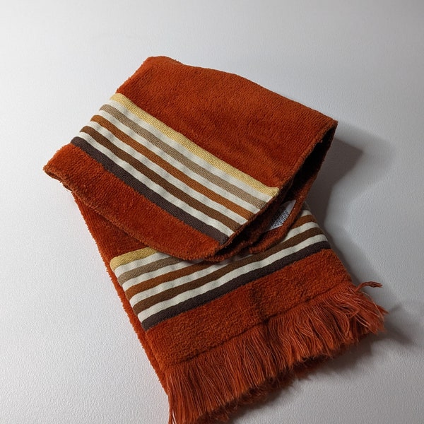 Vtg Fieldcrest Rust Hand towel and washcloth stripe