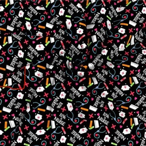 Love a Nurse Fabric, Medical Field, heart Fabric Half A Yard 100% Cotton Fabric, Quilting Cotton