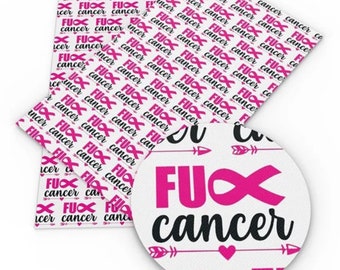 F Cancer Cotton Fabric, Breast Cancer Awareness, Cancer Survivor Fabric Half A Yard 100% Cotton Fabric, Quilting Cotton
