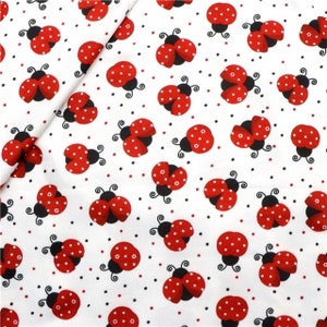 Lady Bug Fabric, Half A Yard, 100% Cotton Fabric, Quilting Cotton