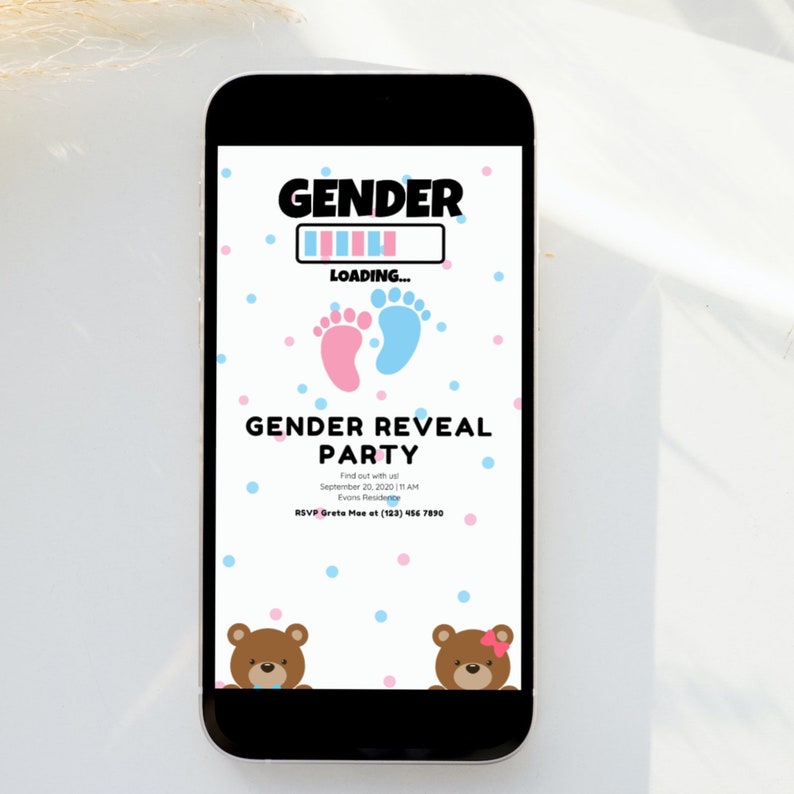 Gender Reveal Invitation EDITABLE Digital File He or She Boy Etsy