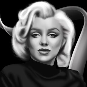 Marilyn Monroe Popular Digital Illustration (download) Black and White