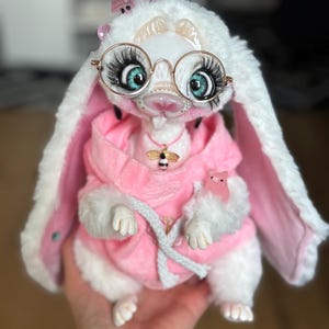 Bunny hare rabbit Easter eggFantasy Magical Doll Creature Ooak Toy Plush Animals Art Doll Collectible