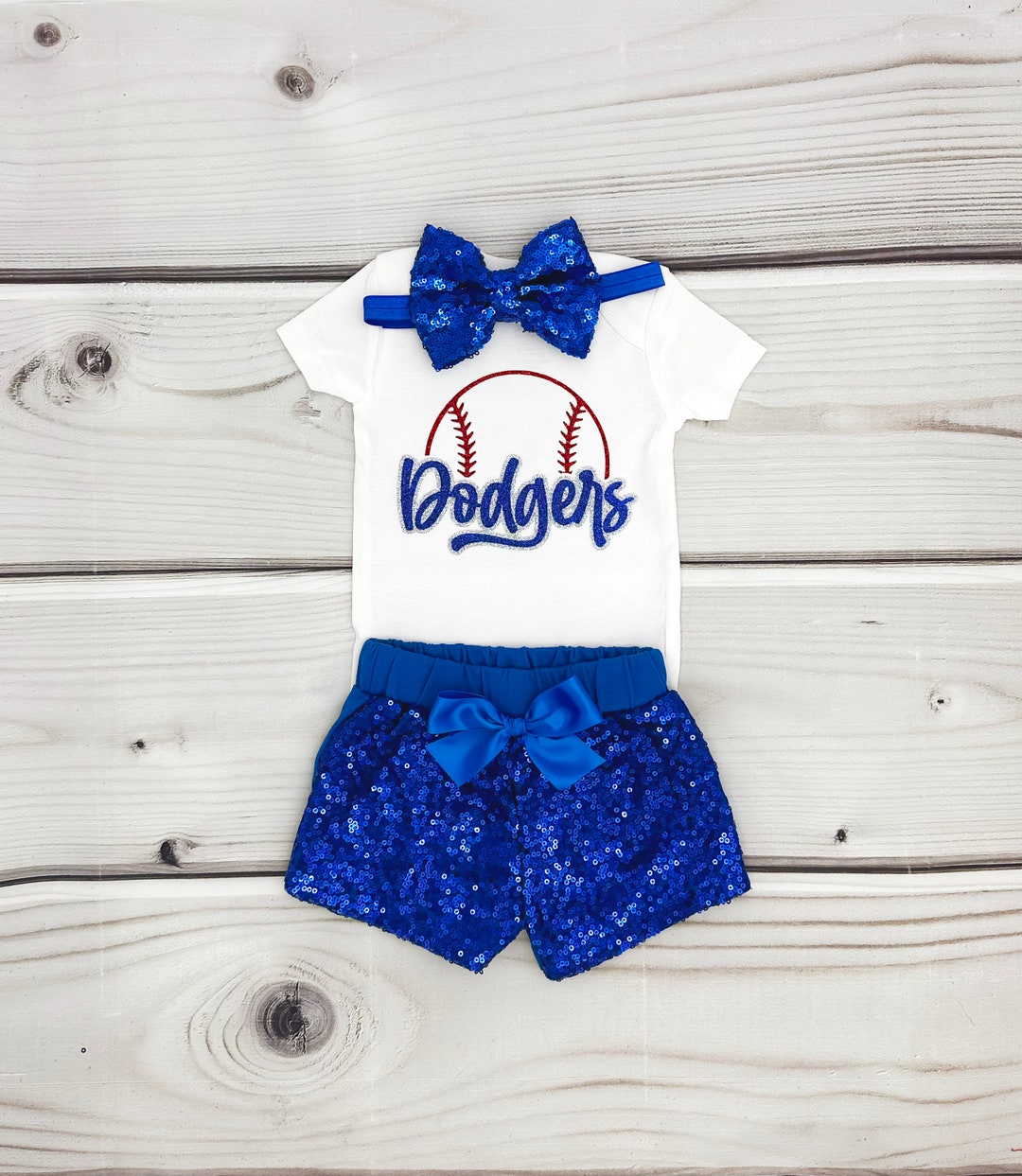 Baby Girl Baseball Outfit Dodgers Glitter Game Day Outfit Etsy