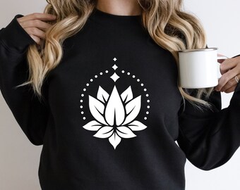 Pattern Print Lotus Women Pullover Hoodie