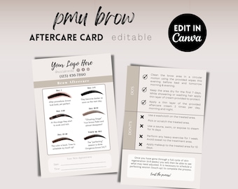 PMU Brow Healing Stages-Vorlage, bearbeitbare PMU Brow Nachsorge-Vorlage, Permanent Make-up-Pflegekarte, Powder Brow Care, Brow Artist, Canva