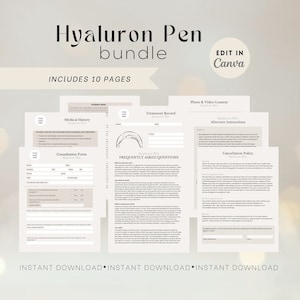 Hyaluron Pen Consent Form, Hyaluronic Acid Pen Consent Form, Treatment Record, Esthetician, Intake Forms, Lip Filler form, esthetician forms