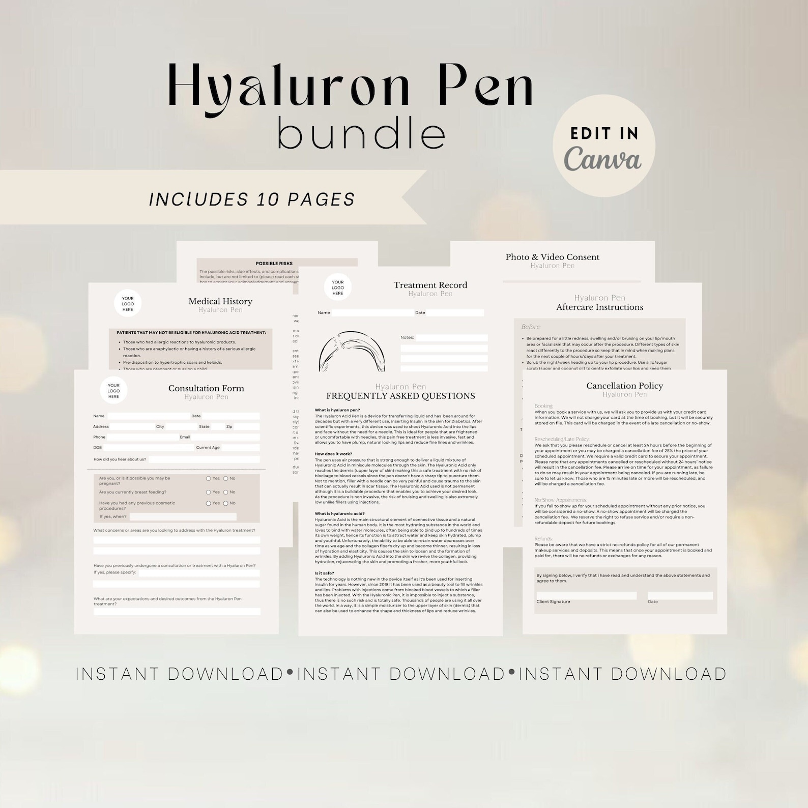 Hyaluron Pen Consent Form, Hyaluronic Acid Pen Consent Form, Treatment
