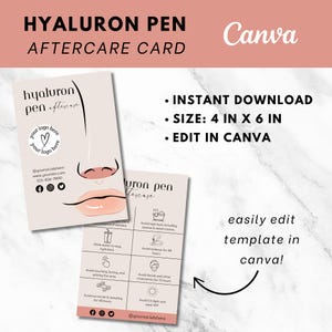 Hyaluron Pen Aftercare Cards, Lip Filler, Injector Forms, Lip Filler Forms, Esthetician Templates, Lip Filler Care,Esthetician, Esthetician