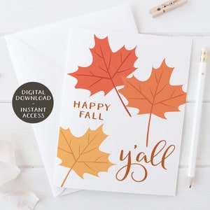 Carte de vœux imprimable DIY – Taille A2 et A7 – Carte de vœux Happy Fall Y'all – Téléchargement numérique instantané – PGRT0138