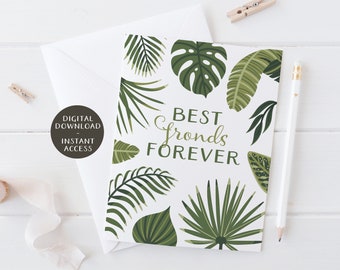 DIY Printable Greeting Card – A2 and A7 Size – Best Fronds Forever Greeting Card – Instant Digital Download – PGRT0229