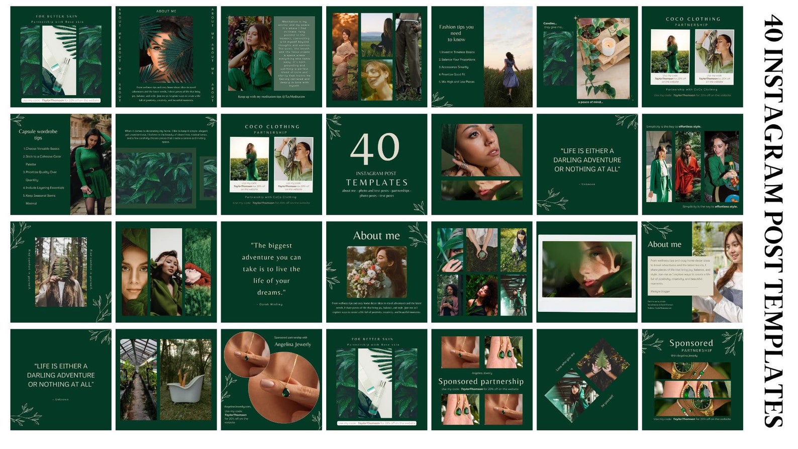 40 INSTAGRAM POST TEMPLATES Canva Social Media Personal Brand Coach ...