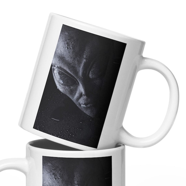 Alien Mug UFO Funny Gift Coffee Space for Him Her Coffee Extraterrestrial Outer Cute Abduction Cup Tea Area 51 Birthday Sci-fi Ceramic White