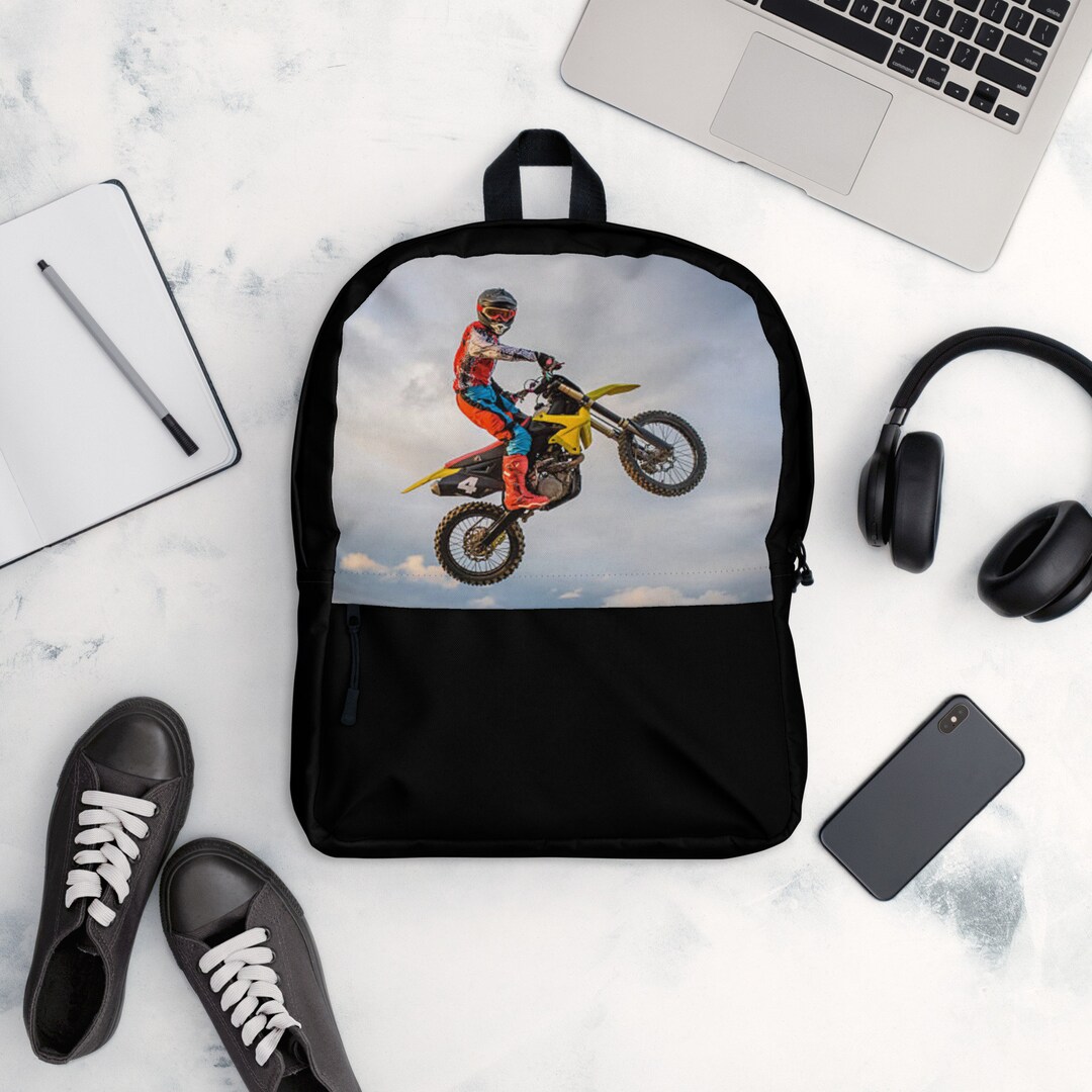 Dirt Bike Backpack School Bag Motocross Motorcycle Back to Boys