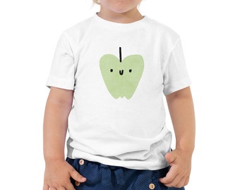 T-shirt pomme verte pour tout-petit, t-shirt, rentrée des classes, tenue mignonne pour le premier jour, cadeaux graphiques pour fille, vêtements pour enfants, vêtements pour la maternelle, fruits