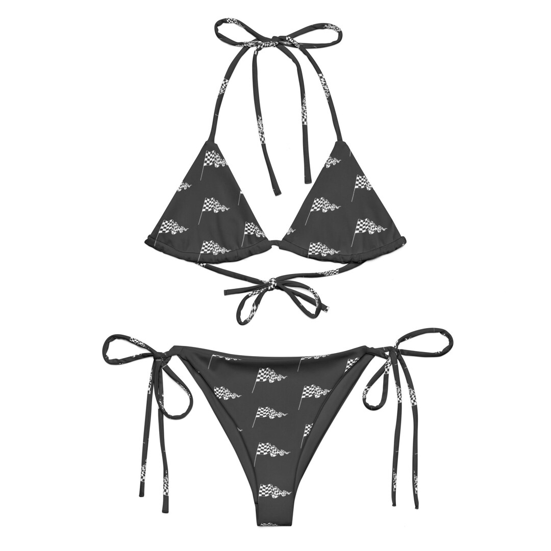 Checkered Flag Bikini Racing Swimwear Swimsuit Checker Two Etsy
