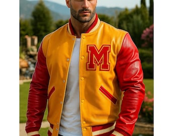 MJ Thriller Varsity Leather Jacket: Michael Jackson Replica Costume