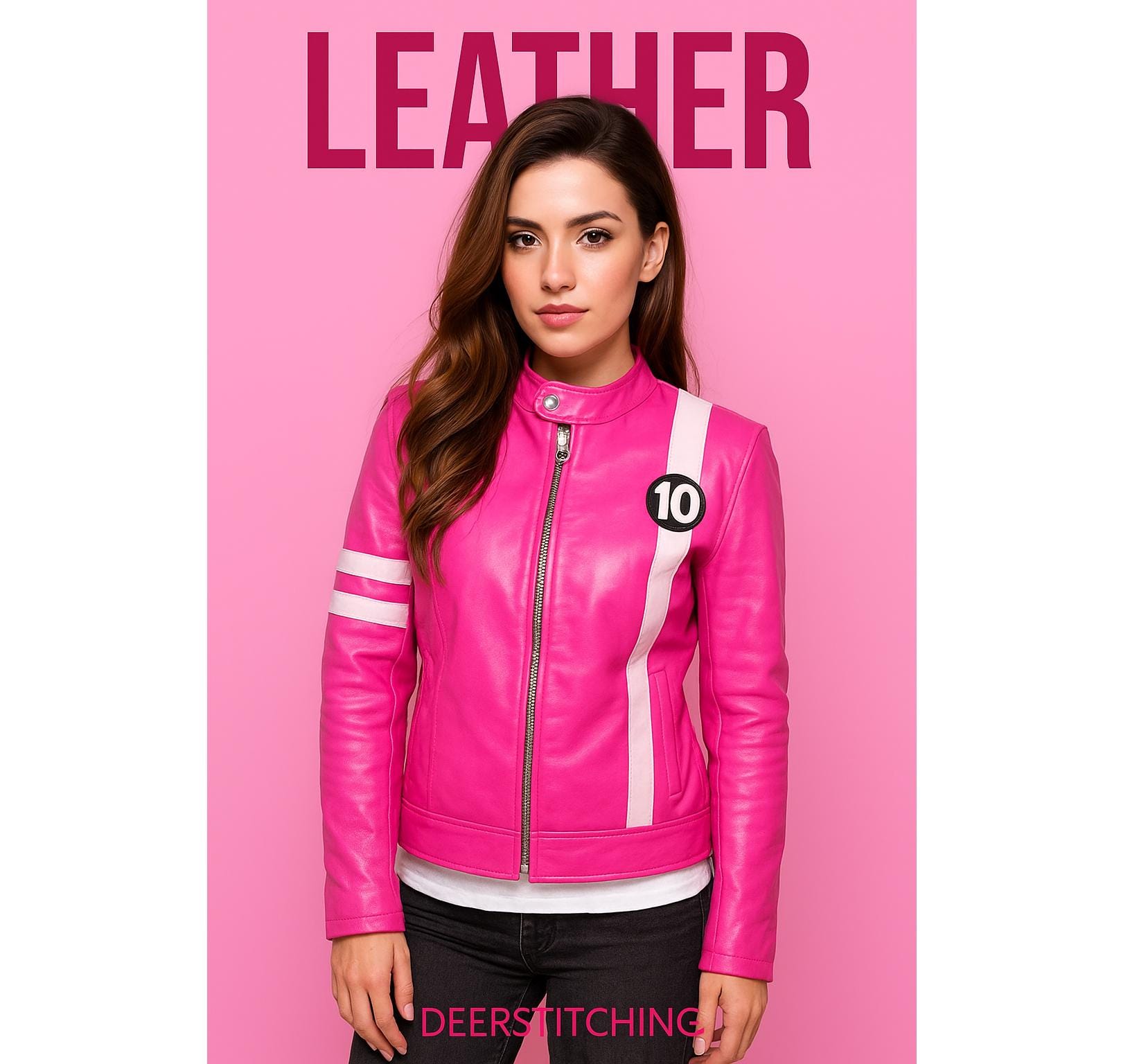 KDS RACING TEAM ライダースジャケットピンク/ブラック　Mサイズ KDS RACING TEAM ライダースジャケットピンク/ブラック Mサイズ Pink