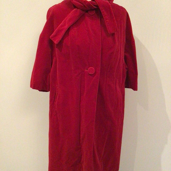 Vintage 60s velvet coat by Leslie Raymond of London; high collar, 3/4 sleeves, just beautiful.. fits UK 14/16