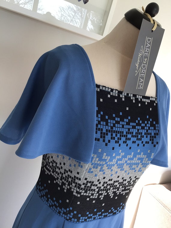 princess polly baby blue dress Vintage 80s Angel Sleeve Lurex Maxi Dress by C&A, Current UK 12