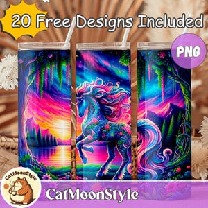 Fantasy Sparkle Magical Unicorn  20 oz Skinny Tumbler Sublimation Design Digital Download PNG Instant DIGITAL ONLY, Tumbler Wrap