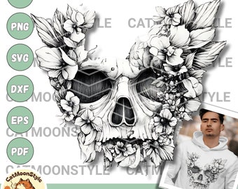 Floral Skull SVG: Flower Skull Clipart, Cricut Cut File (Digital Download)