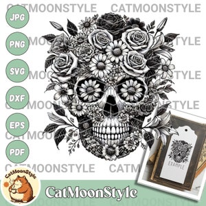 Sugar Skull SVG, Sugar Skull Cut File, Sugar Skull Clipart, Day of the Dead svg, dia de los muertos svg, Sugar Skull png, Halloween svg