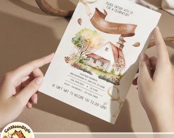 Watercolor Housewarming Invitation – Editable & Printable | House Warming Party Invite, Digital Text Option Included