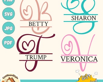 Split Monogram Frame Alphabet, Split Monogram Alphabet SVG, DXF, PNG,  Cut File for Cricut, Silhouette, 28 Individual Free Gift, Cut Files