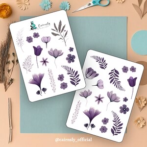 Stickervel - Paarse wilde bloem | Bullet Journal-stickers, plakboeksticker, plannerstickers, dagboekstickers, bloemstickers, bloemen
