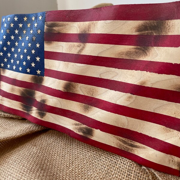 Wavy Wooden American Flag Etsy