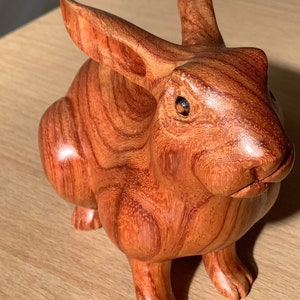 Handmade & Handcrafted Burmese Wooden Rabbit Figure, Wooden Rabbit Sculpture, Rabbit Figure, Rabbit Sculpture