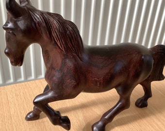 Handmade & Handcrafted Burmese Wooden Running Horse Figure, Wood Horse Figure, Wood Horse Sculpture